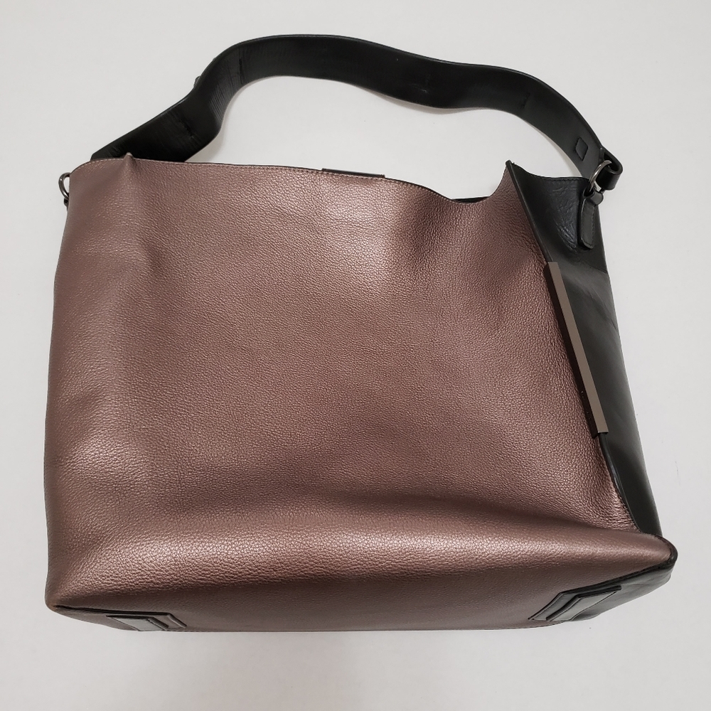 Stuart Weitzman Chelsea Pebbled Leather Hobo Bag in Metallic Brown